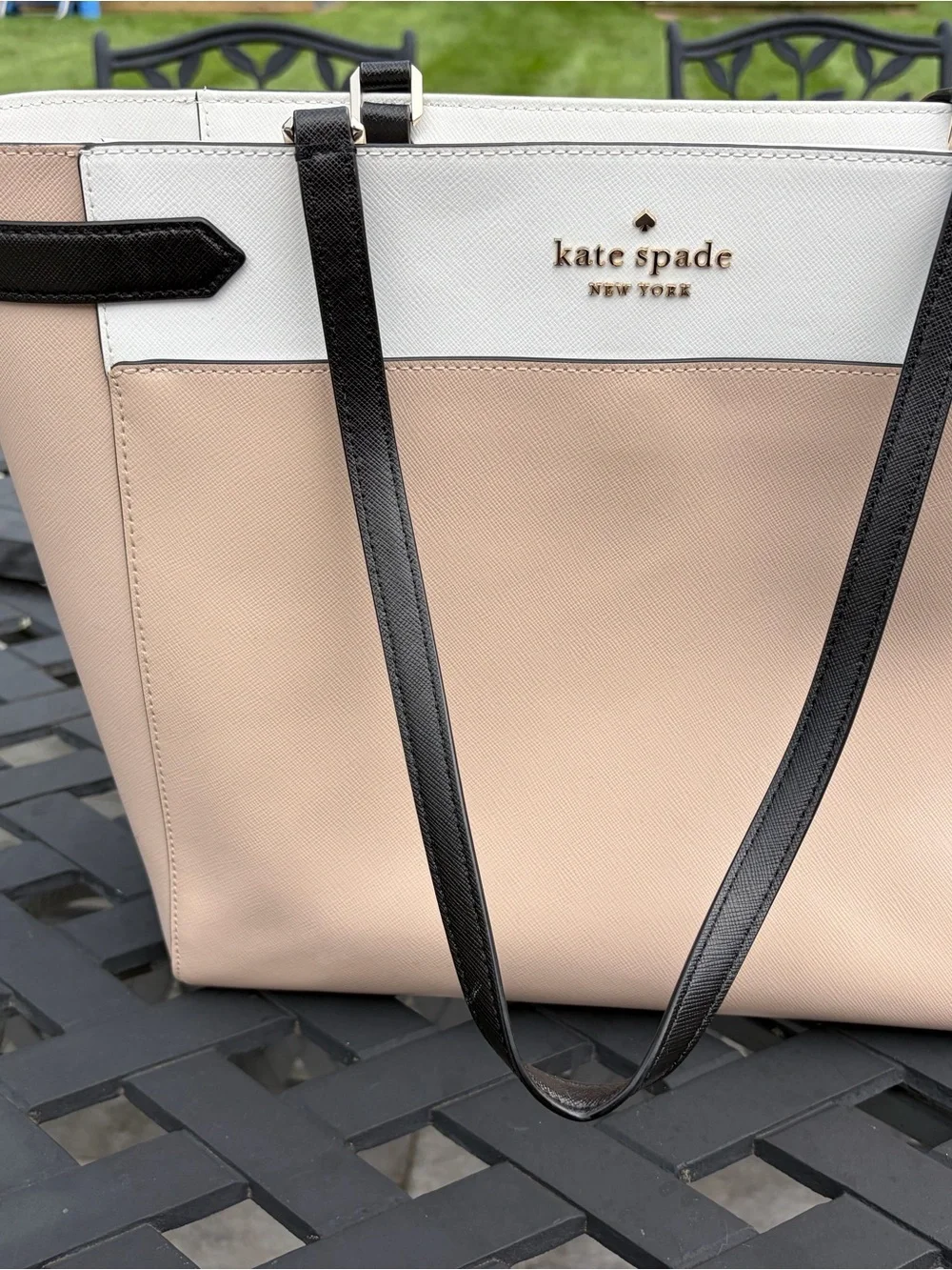 Kate Spade New York Staci Colorblock Laptop Tote - Warm Beige Multi